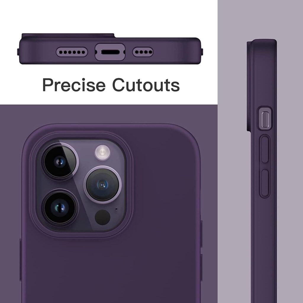DIZORO Liquid Silicone Compatible for iPhone 14 Pro Max Case Gel Rubber with Microfiber Lining Non-Slip Full Body Protective Shockproof Back Cover 6.7 inch (Deep Purple)