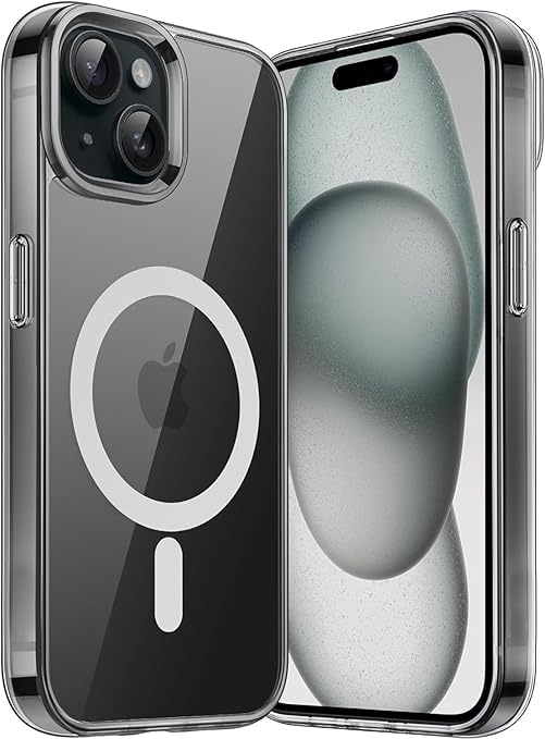 DIZORO Polycarbonate Case for iPhone 15 Plus 6.7" Compatible with Mag-Safe Wireless Charging, Shockproof Phone Bumper Cover, Back Case Cover for iPhone 15 Plus (Clear Magsafe)
