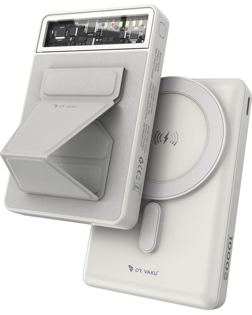 DR VAKU® 10000mAh Magnetic Wireless Power Bank Maxen Magpro for iPhone 15/14/13/12 Series Type C Fast Charging Lithium Polymer Battery (Input & Output) 15w Wireless & Mag-Safe - White