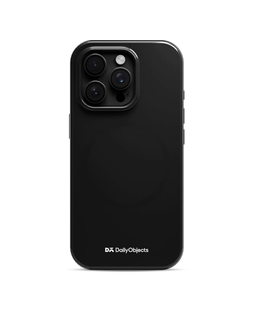 DailyObjects Polycarbonate Enamel Bumper Magsafe Case For iPhone 14 Pro Max Compatible With Mag-Safe Wireless Charging | Black Hybrid Magnetic Back Cover