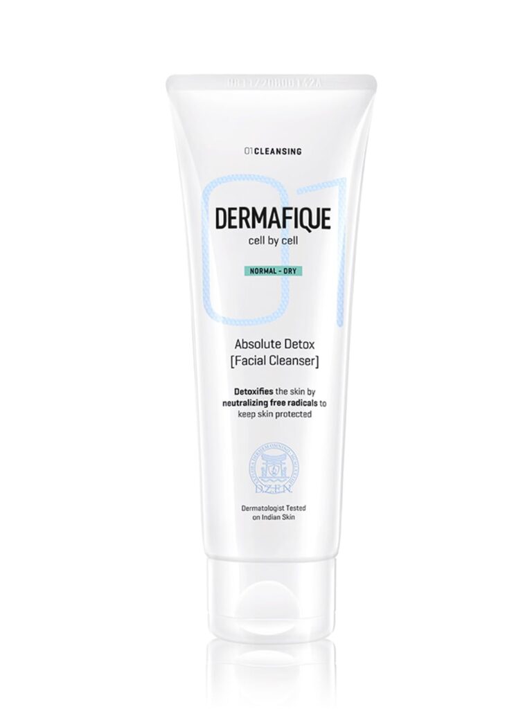 Dermafique Absolute Detox Facial Cleanser – 100ml, with Bio-Active Cellulose Beads, Face Wash Enriched with Vitamin E & Pomegranate Extracts | Soap, Paraben & Alcohol Free | Dermatologist Tested Face Cleanser