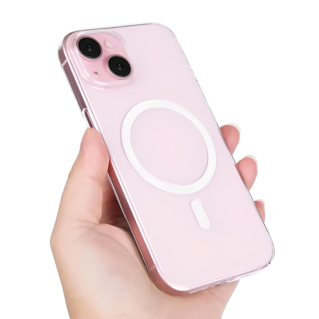 Dsynk Gear Back Cover Case for iPhone Offers MagSafe Compatibility | Crystal-Clear Design | Camera Protection | Durable PC & TPU Construction (Transparent, iPhone 15 Plus)