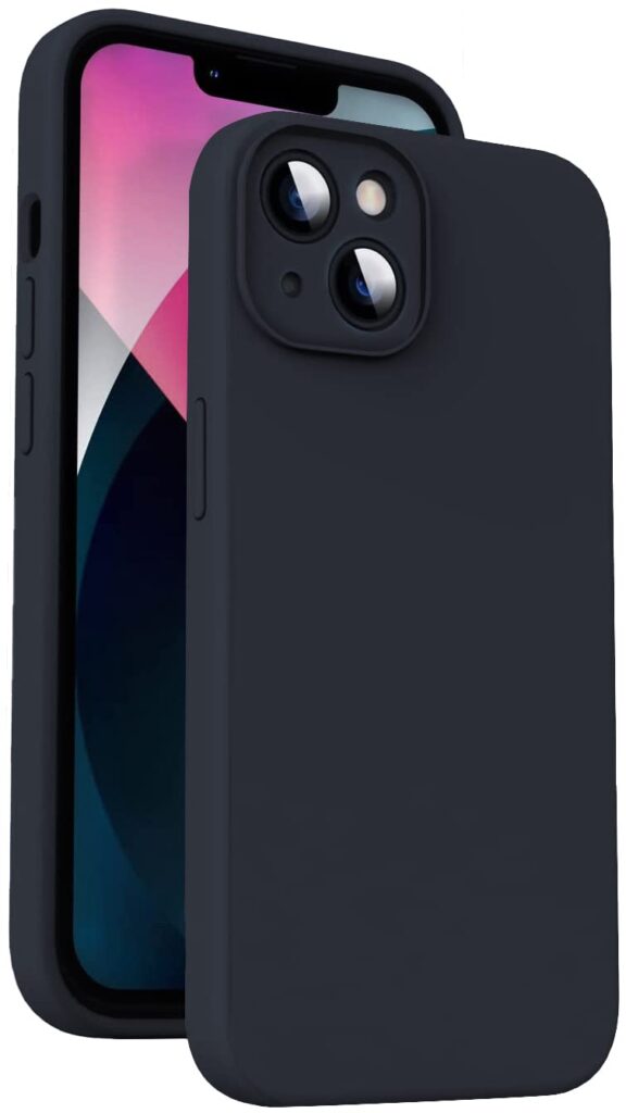 EGOTUDE Silicone Soft Case Camera Protection Microfiber Lining Back Cover for iPhone 14 (Black)