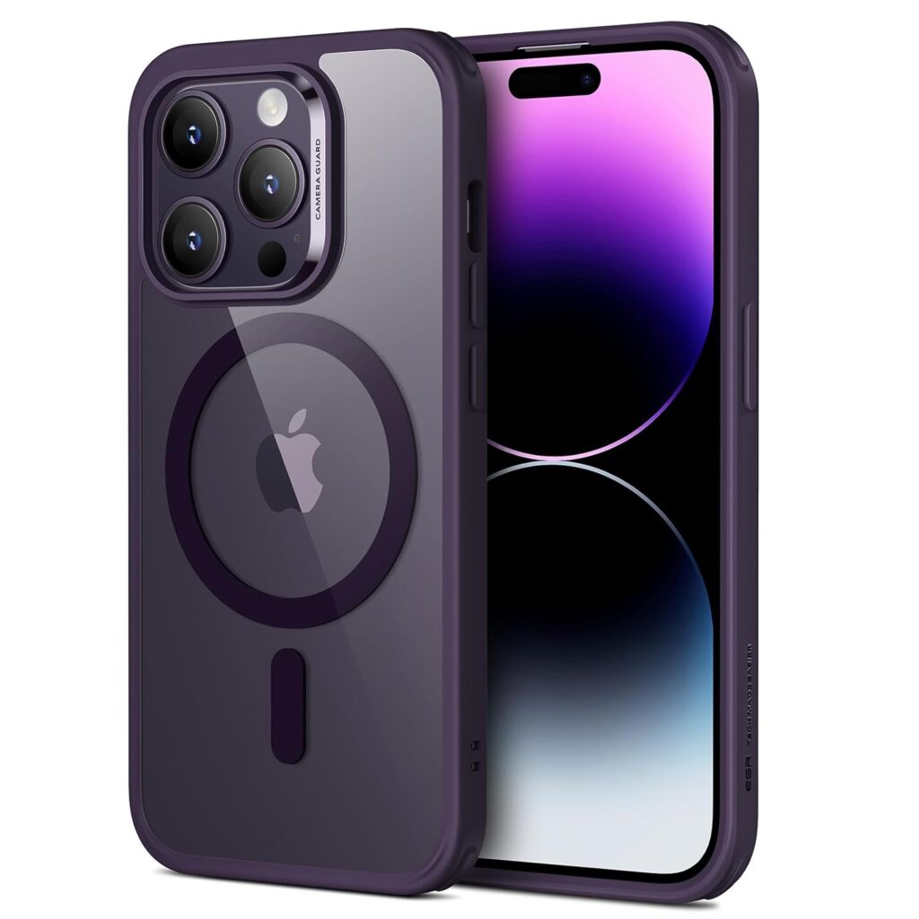 ESR for iPhone 14 Pro Max Case, Compatible with MagSafe, Scratch-Resistant, Thin and Slim, Classic Shockproof Military-Grade Protection, TPU, Magnetic Back Cover, Clear Purple