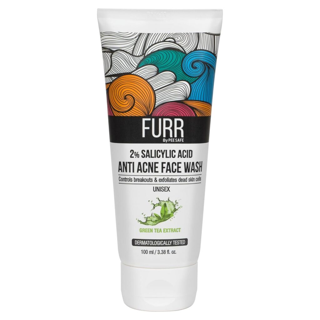 FURR Anti Acne Face Wash 2% Salicylic Acid with Green Tea | Controls Active Acne | Reduces Blemishes | Exfoliates Dead Skin Cells | Face Wash For Men & Women | 100ml
