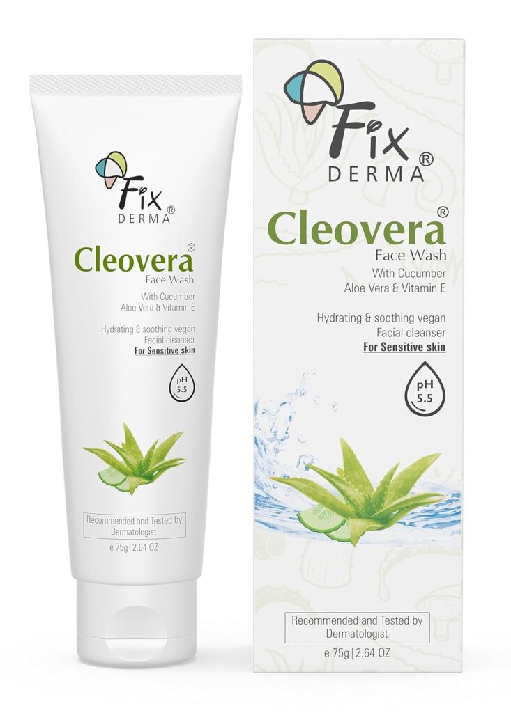 Fixderma Cleovera, Aloe Vera Face Wash with Vitamin E | Aloe Vera Gel for Face | Face Wash & Face Cleanser | Face Wash for Dry Skin (All Type Skin) | Face Wash for Women & Men - 75g