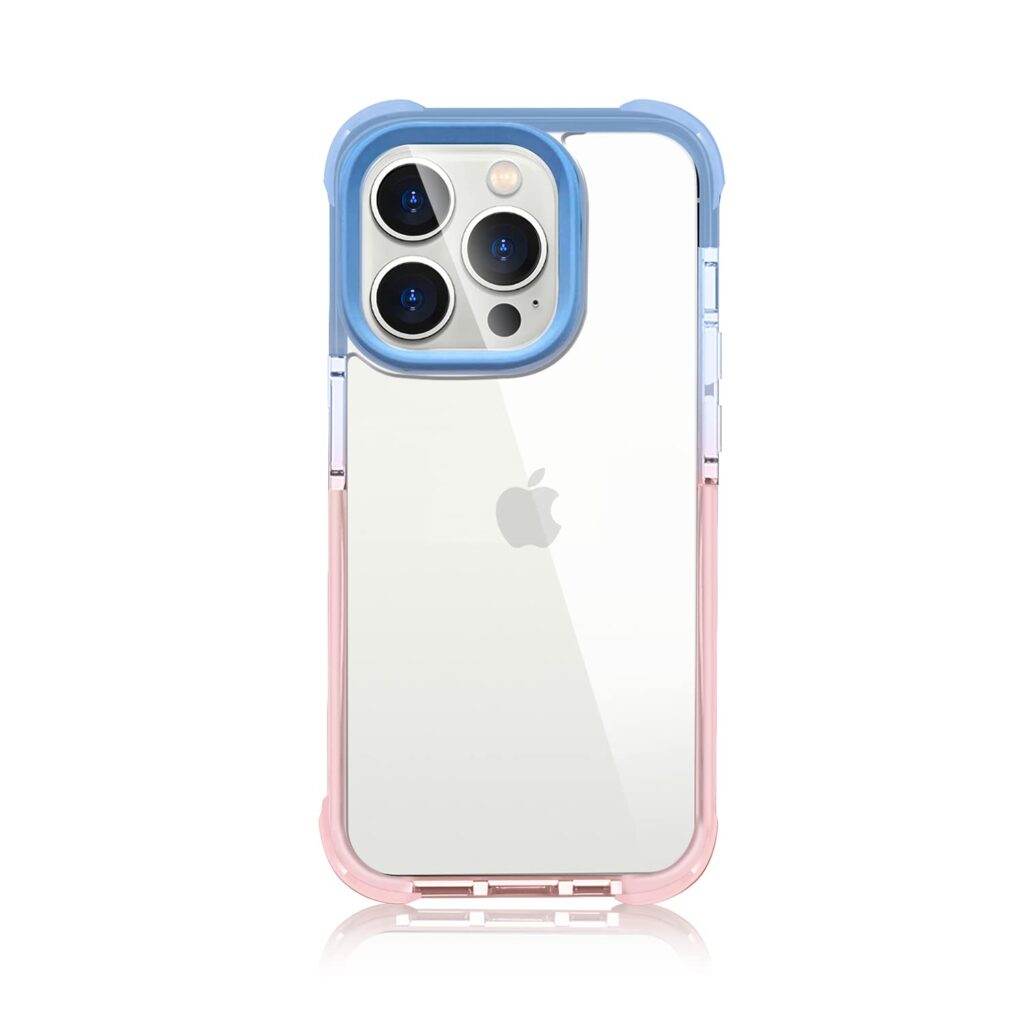 GRIPP® Evo Case Compatible with iPhone 14 Pro Max (6.7") Military Grade Drop Tested with Dual Shock 4 Corners Air-Guard Protection Ultra Hard & Shock Absorb Bumper Back Cover - Blue/Pink