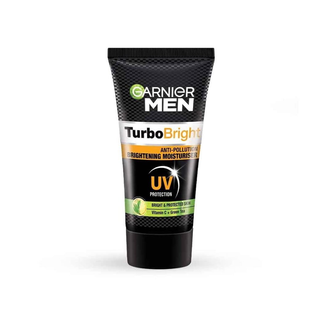 Garnier Men, Moisturiser, Brightening and Anti-Pollution, TurboBright, Lightweight, purifying green tea and brightening lemon extracts, Suitable for all Skin Types especially for Dull Skin, 40 g