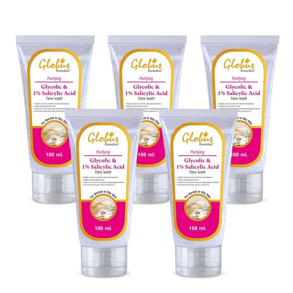 Globus Pimple Clear Face Wash with Glycolic & Salicyclic Acid - 100 ml (Pack of 5)