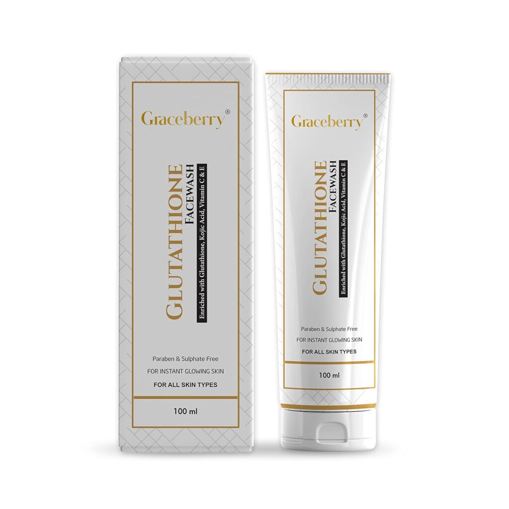 Graceberry Brightening L-Glutathione Face Wash with Vitamin C & E, Glycolic acid and Kojic Acid For Deep Cleansing | Face Wash For Woman & Men | All Skin Type | 100GM