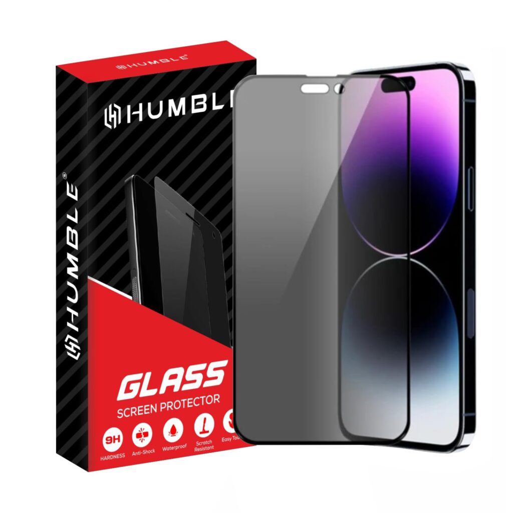 HUMBLE Edge To Edge Privacy Screen Protector Tempered Glass For Iphone 14 Pro Max (6.7 Inches) With Easy Self Installation Kit (PT-14 Pro Max) - Black
