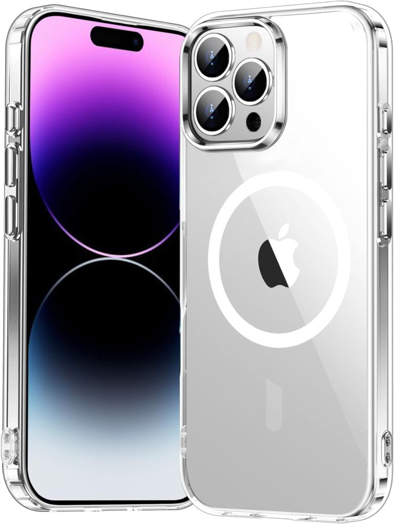 Horizon Trade Impex Clear Back Cover Compatible with i Phone 14 Pro Max | Slim Transparent Shockproof Hybrid Case with Camera Protection Bump (White)