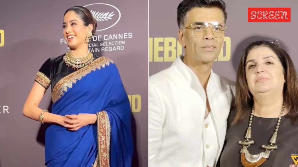 Janhvi Kapoor, Karan Johar and Farah Khan at Homebound premiere