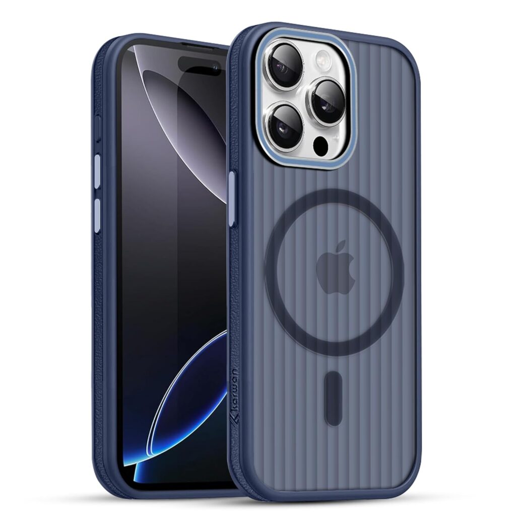KARWAN® Polycarbonate Beam Magnetic Protective Cover Compatible with iPhone 14 Pro Max Camera & Body Protection|Anti Shock,Scratch Resistant|Precise Cutouts Modern Design|Wireless Charging (Blue)