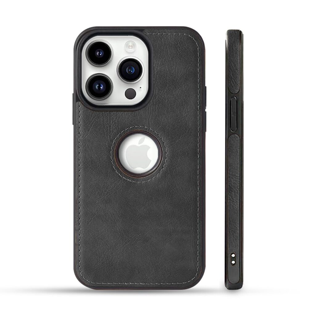 KARWAN®️ Genuine Leather Finish iPhone 15 Pro Max Back Cover Case |Shockproof Design |Raised Edges for Camera & Screen Protection |Super Soft - Touch |Leather Case for iPhone 15 Pro Max - Black