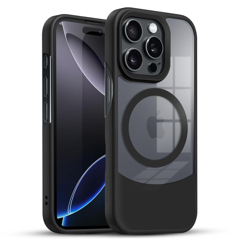 KARWAN®️Ultra-Hybrid Shockproof Back Cover with Mag-Safe Case foriPhone 14 Pro Max | Camera Protection Bump |Shockproof Back Cover Case for iPhone 14 Pro Max (PC & TPU, Smoked Matte Sides) Black