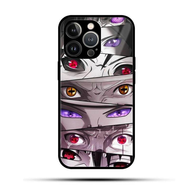 Kirmada Printed Glass Cover Eyes (Naruto) Compatible with iPhone 14 Pro Max Stylish and Durable, Scratch Resistant, High Print Quality and Perfectly Fit.