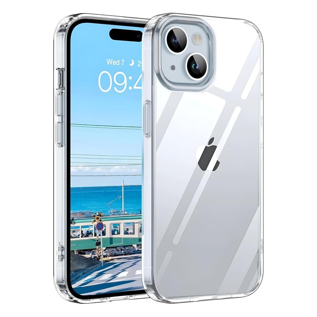 KoverX Clear Transparent Back Case Compatible with iPhone 15 Plus | Anti-Yellowing, Slim Fit, Shockproof, Camera Protection, Lightweight Polycarbonate, Wireless Charging, Mobile Cover for Men & Women