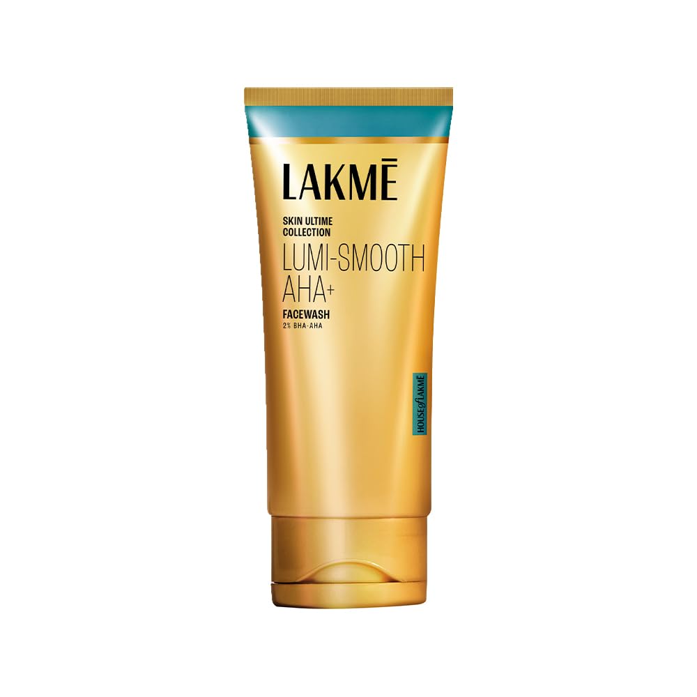LAKMÉ Lumi-Smooth AHA+ Facewash with 2% Salicylic & Lactic Acid for Glowing Skin | Gentle Exfoliating Cleanser for Smooth Skin & Reduced Pores, 100gm