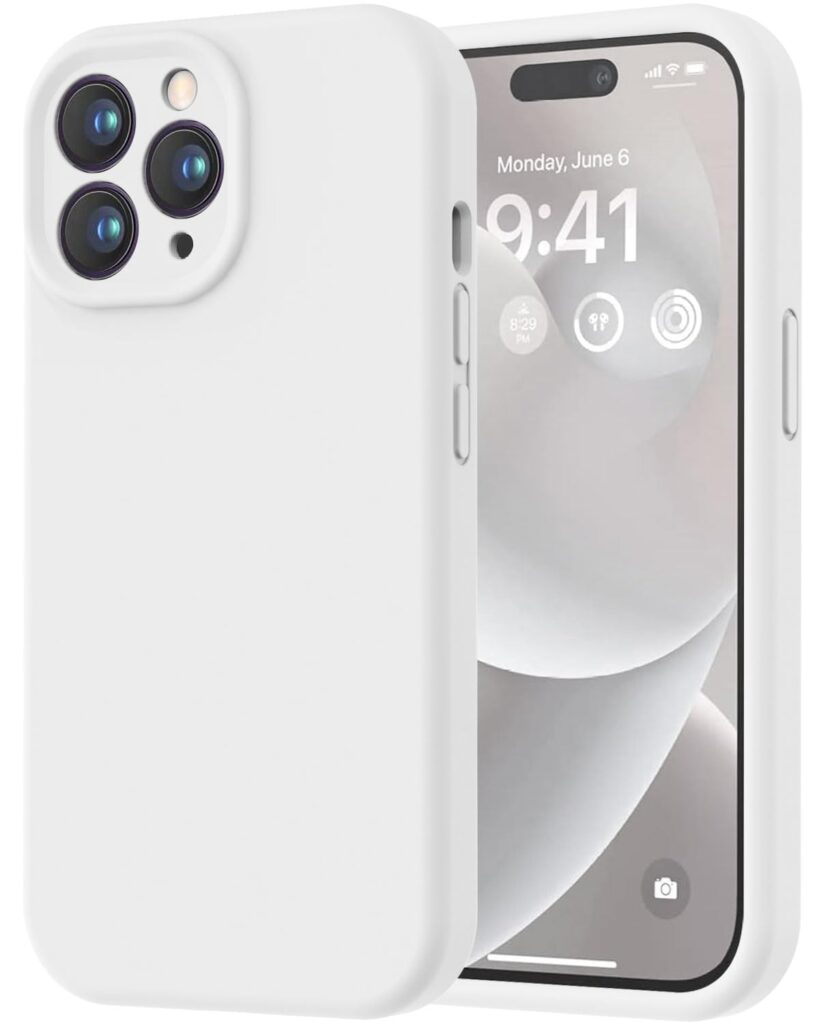 LOVE 3000 Designed for iPhone 14 Pro Max Case, Premium Silicone with [Soft Anti-Scratch Microfiber Lining] Shockproof Protective Phone Case for Men Women Girls 6.7", White