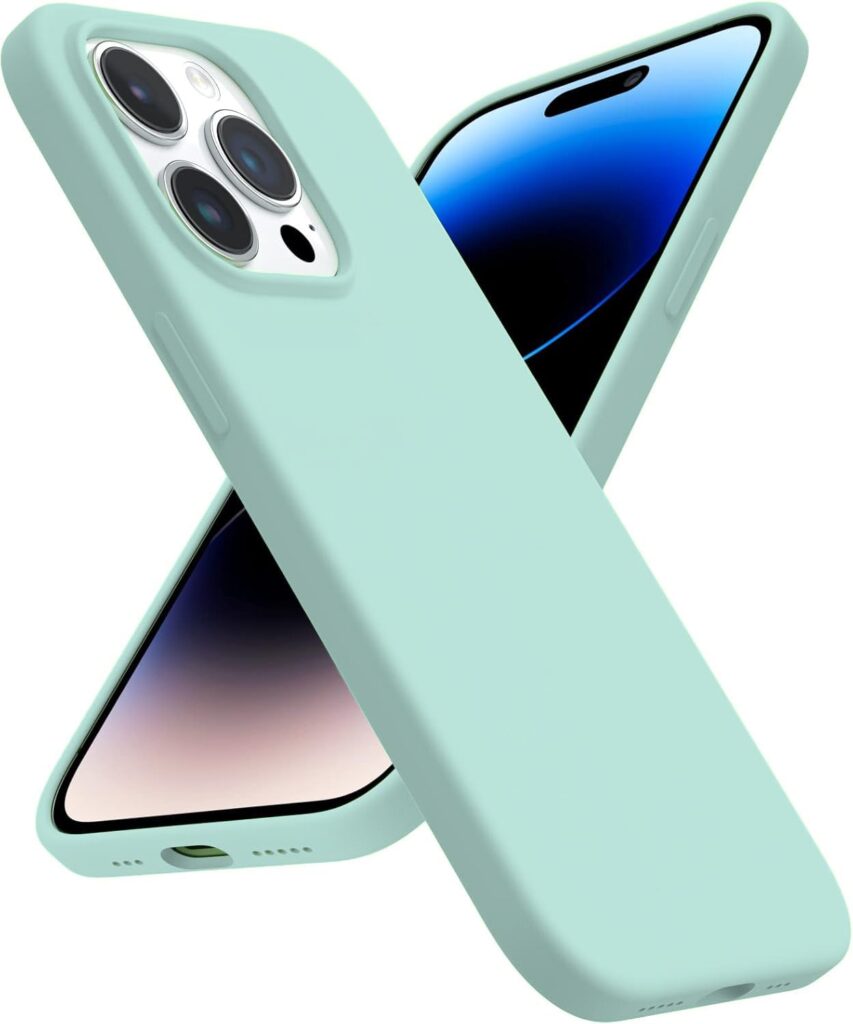 LOXXO Microfiber Candy Case Compatible For Iphone 14 Pro Max, Shockproof Slim Back Cover Liquid Silicone Case (Mint), Green