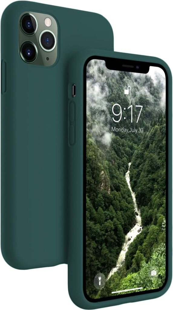 LOXXO® Microfiber Candy Case Compatible for iPhone 11 Pro Max 6.5 inch, Shockproof Slim Back Cover Liquid Silicone Case - Forest Green