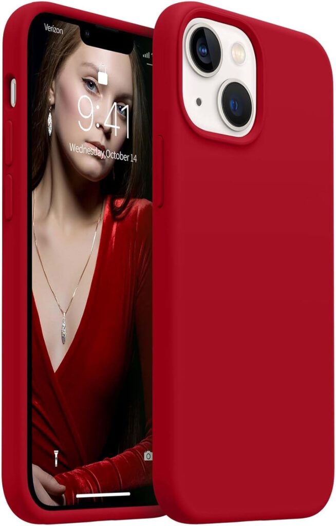 LOXXO® Microfiber Candy Case Compatible for iPhone 14 Plus, Shockproof Slim Back Cover Liquid Silicone Case (Red)