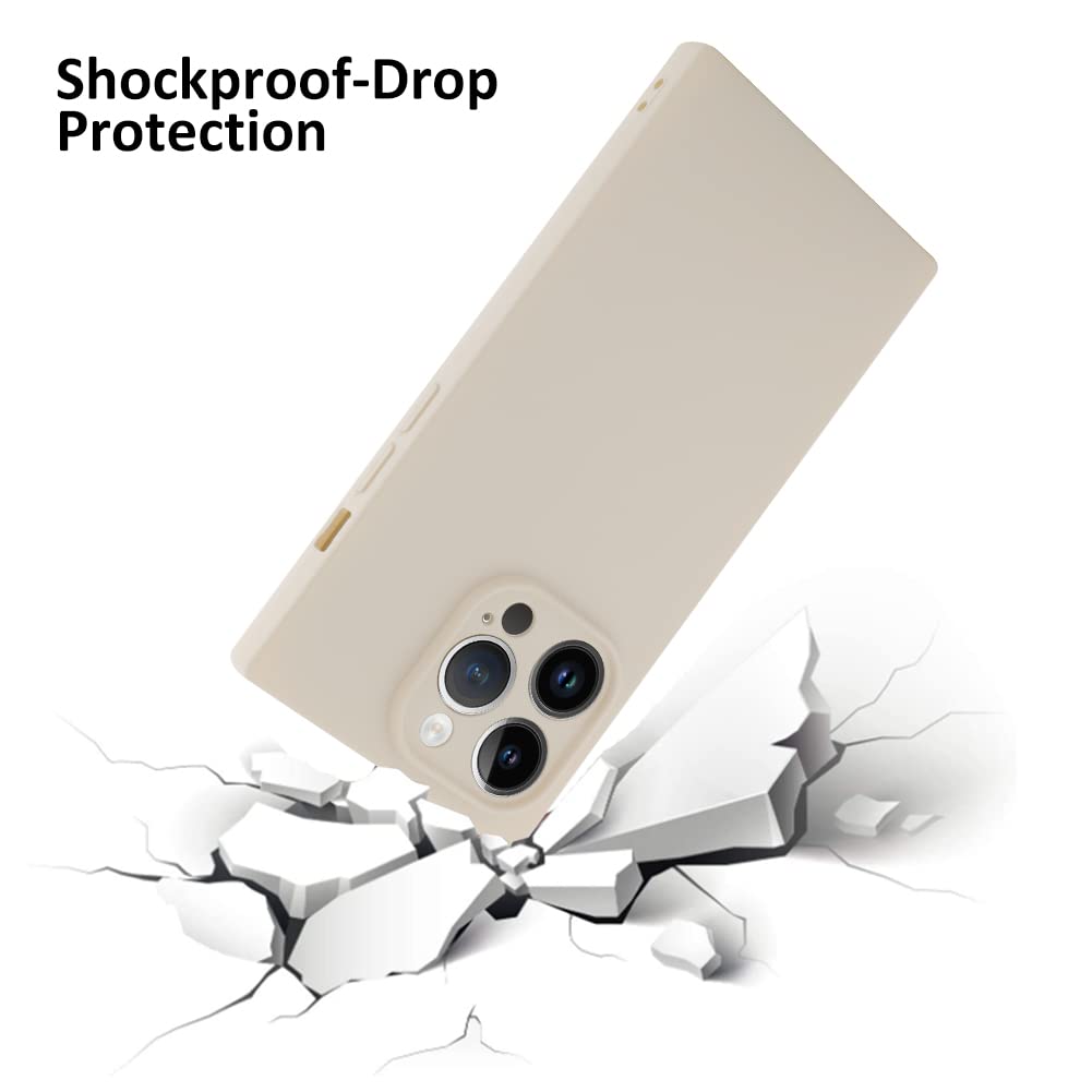 LSL for iPhone 14 Pro Max Case Square Soft Silicone Anti-Drop Anti-Scratch Shock Absorption Protective Wireless Slim Cover Compatible with iPhone 14 Pro Max 6.7 Inch for Women Girls Men-White