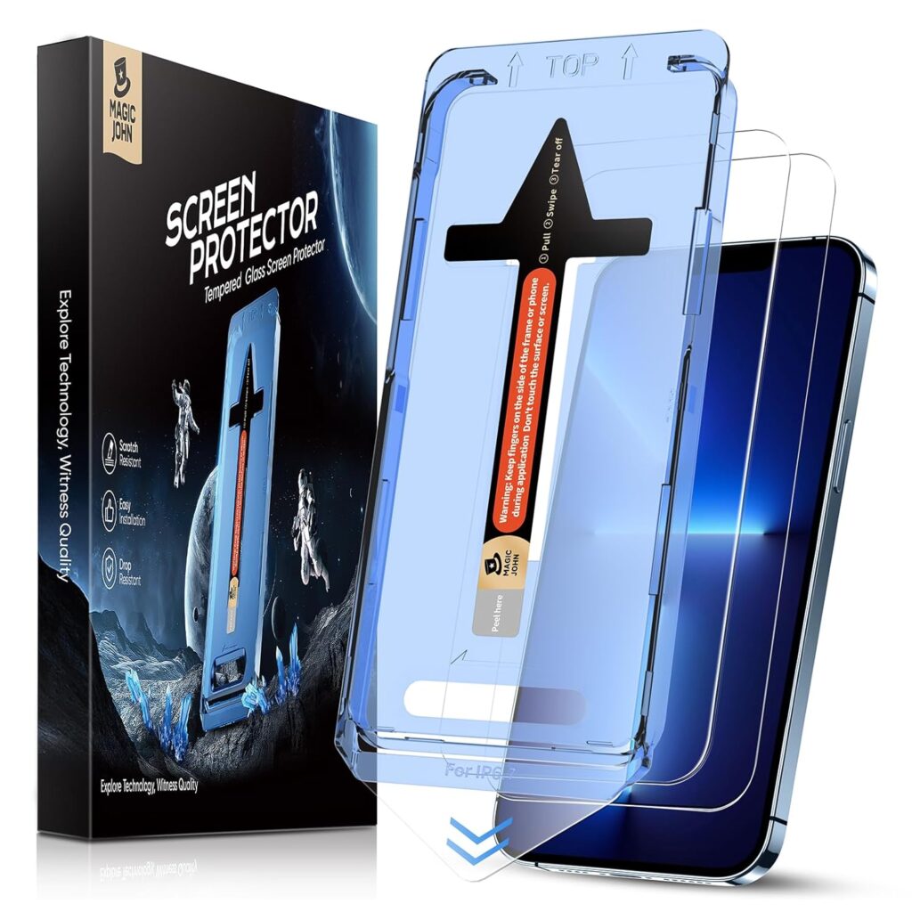 MAGIC JOHN 2 Pack for iPhone 13 Pro Max/iPhone 14 Plus 6.7 inch Tempered Glass Screen Protector, Bubble Free, HD Clear, Easy Installation