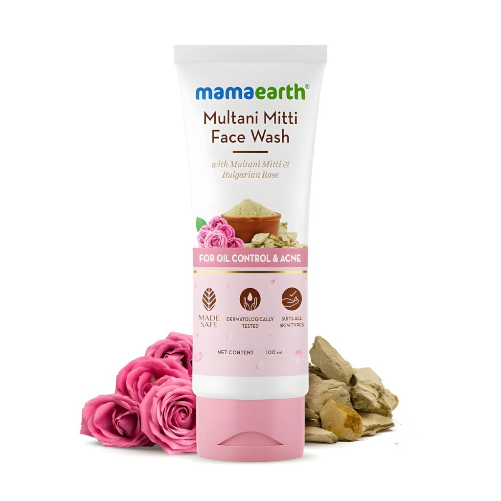 Mamaearth Multani Mitti Face Wash with Multani Mitti & Bulgarian Rose For Oil Control & Acne | Suits All Skin Types | Hydrating & Gentle | Paraben-Free | No Silicones | Sulphate-Free | For Men & Women | 100 ml