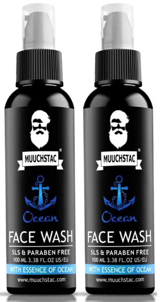 Muuchstac Ocean Face Wash for Men | Fight Acne & Pimples, Brighten Skin, Clears Dirt, Oil Control, Refreshing Feel - Multi-Action Formula (2x100 ml)