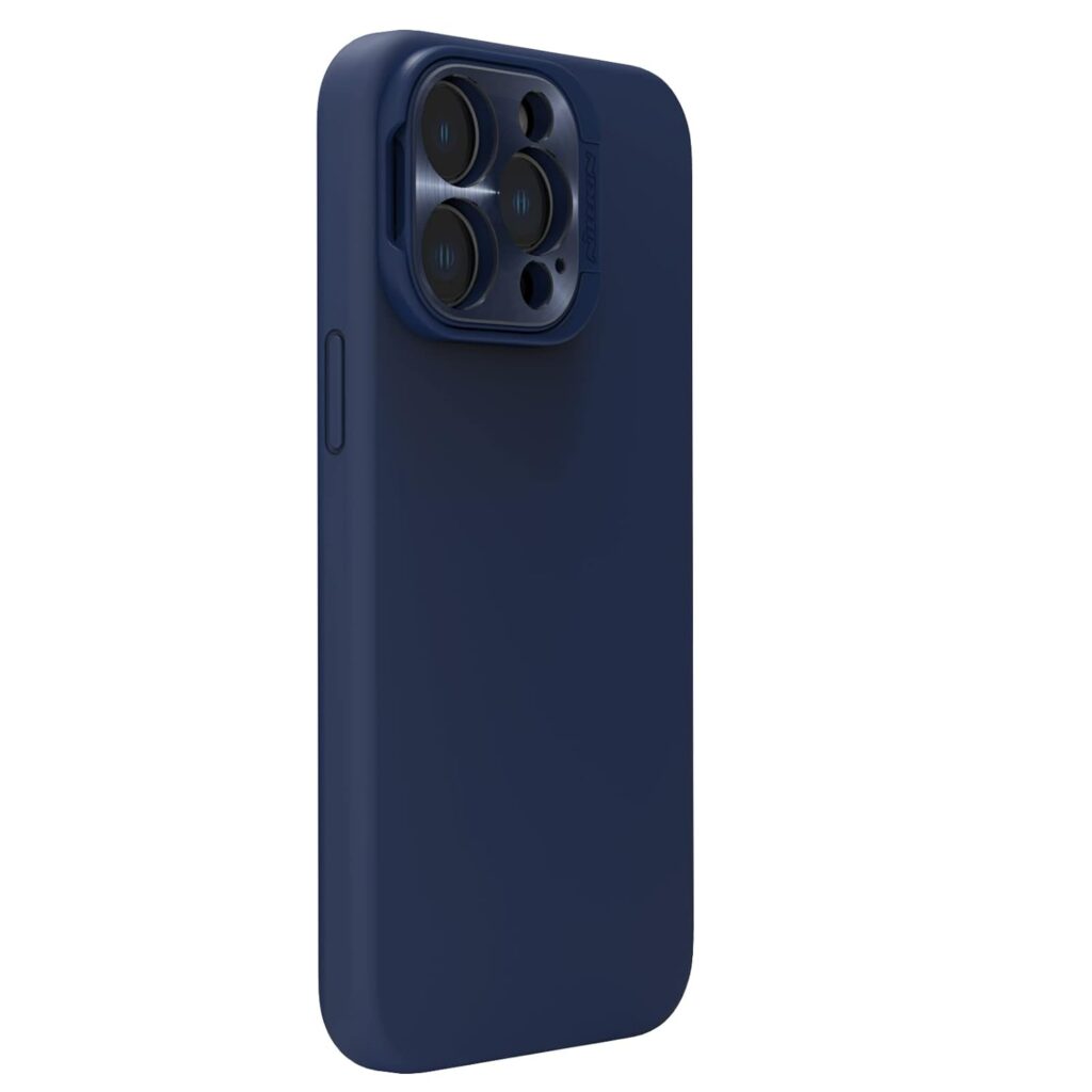 Nillkin Case for Apple iPhone 14 Pro (6.1" Inch) Lens Wing Magnetic for Mag Safe Metal Camera Lens Protect Hidden Stand Liquid Silicon & Fibre Blue
