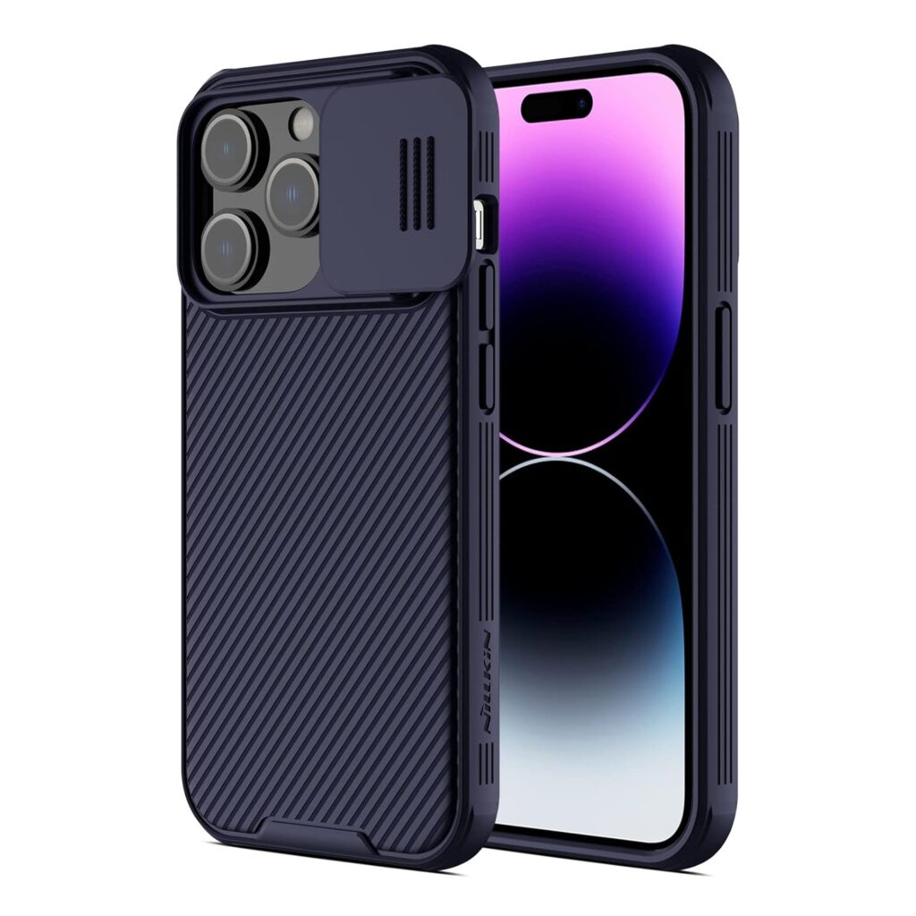 Nillkin Designed for iPhone 14 Pro Case with Camera Cover, Polycarbonate CamShield Pro Case with Slide Camera Protection, Slim Fit Thin Shockproof Cover for iPhone 14 Pro 6.1 inch,Deep Purple
