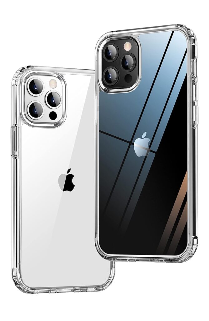 ONES iPhone 14 Pro Max Clear Slim Hard Case『Shockproof Airbag』『Raised Edges Protect Camera Screen』 [ Non-Yellow ] [ Anti-Slip ] PC + TPU Hybrid Protective Transparent Silicone Cover for APPLE 6.7 inch