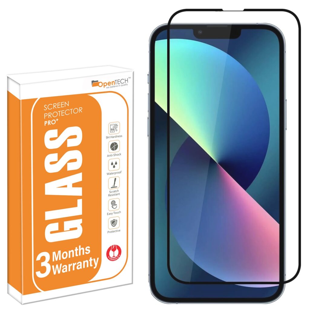 OpenTech Military-Grade Tempered Glass Screen Protector Compatible For Iphone 13 Pro Max / 14 Plus With Edge To Edge Coverage And Easy Installation Kit (6.7 Inches) for Smartphone