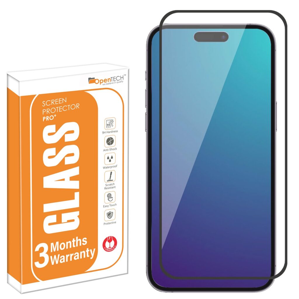 OpenTech® Military-Grade Tempered Glass Screen Protector Compatible for iPhone 15 Plus/iPhone 16 Plus with Edge to Edge Coverage and Easy Installation kit (6.7 Inches)