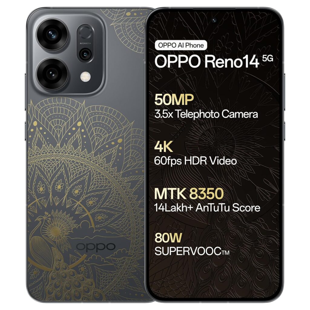 Oppo Reno14 5G (Gold, 8GB RAM, 256GB Storage) with No Cost EMI/Additional Exchange Offers