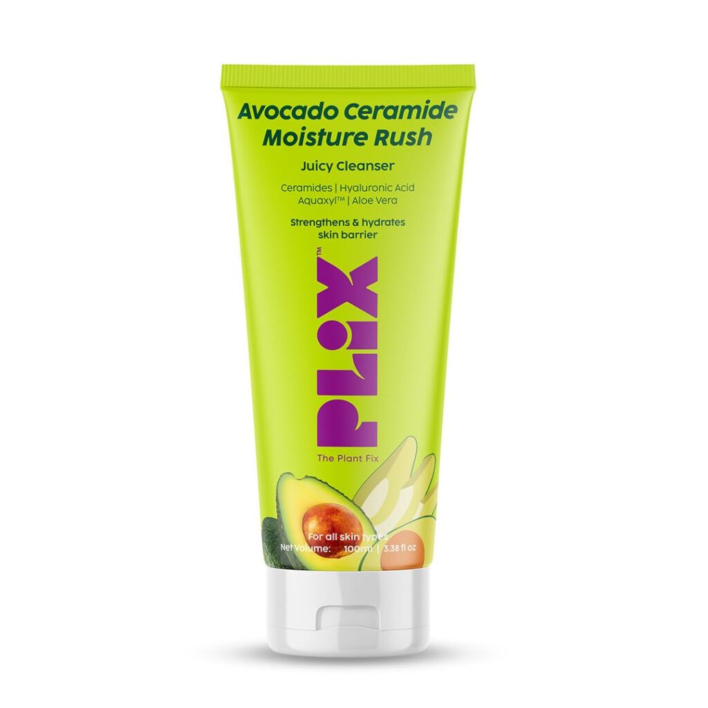 PLIX - THE PLANT FIX Avocado Ceramide Moisture Rush Juicy Cleanser (100 ml) | Ceramide Face Wash| Nourishes and Hydrates Skin | Gentle Cleanser for Sensitive Skin | For Men & Women
