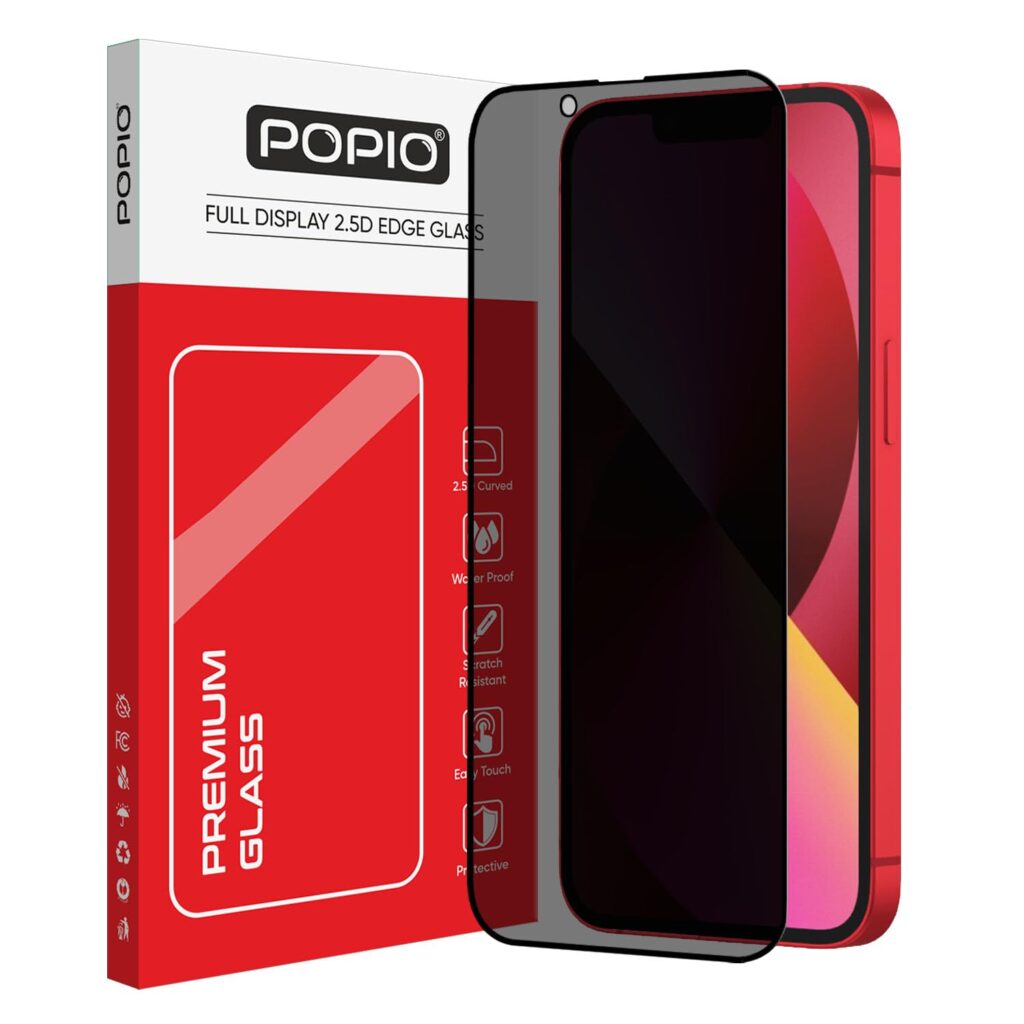 POPIO Privacy Military-Grade Tempered Glass for iPhone 13/13 Pro /14 / 16E – Anti Spy Screen Protector Guard (Pack of 1)