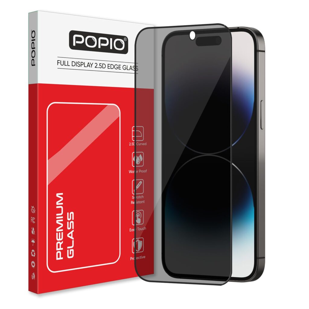 POPIO Privacy Military-Grade Tempered Glass for iPhone 14 Pro Max – Anti Spy Screen Protector Guard (Pack of 1)