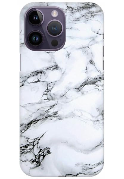 Phone Back Cover | Compatible with Apple iPhone 14 Pro Max | Pattern : White Marble Design_1611