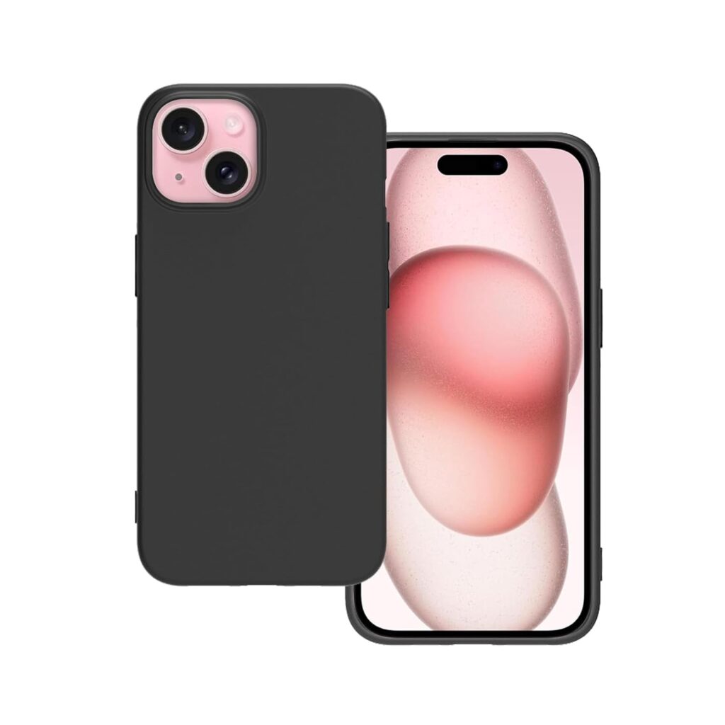 Plus Protection Back Cover Case for Apple iPhone 15+ | iPhone 15Plus | Rubberized TPU | Slim Thin Soft Matte Flexible Touch Shockproof - Black