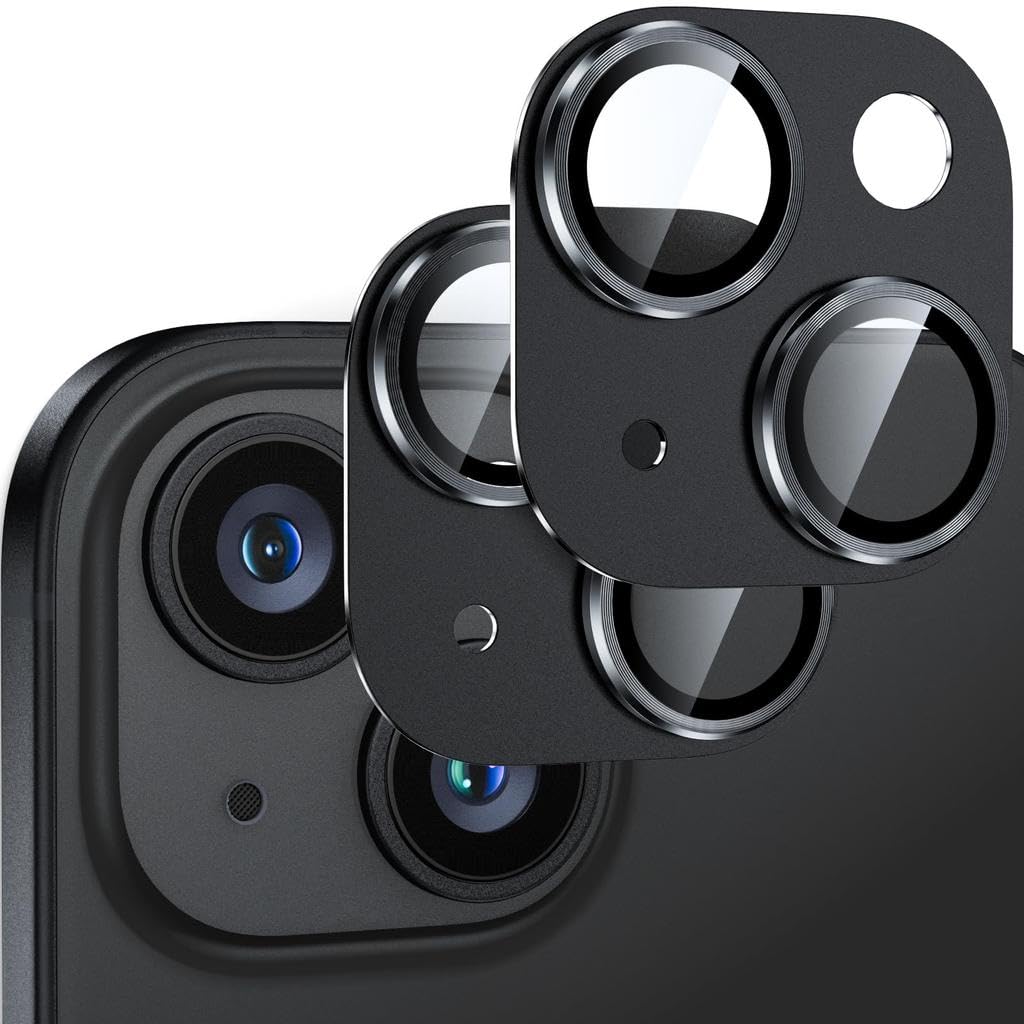 PreCure® (2 Pack Camera Lens Protector for iPhone 15/15 Plus – Aluminum Alloy Frame, Case Friendly, AR Coated Glass