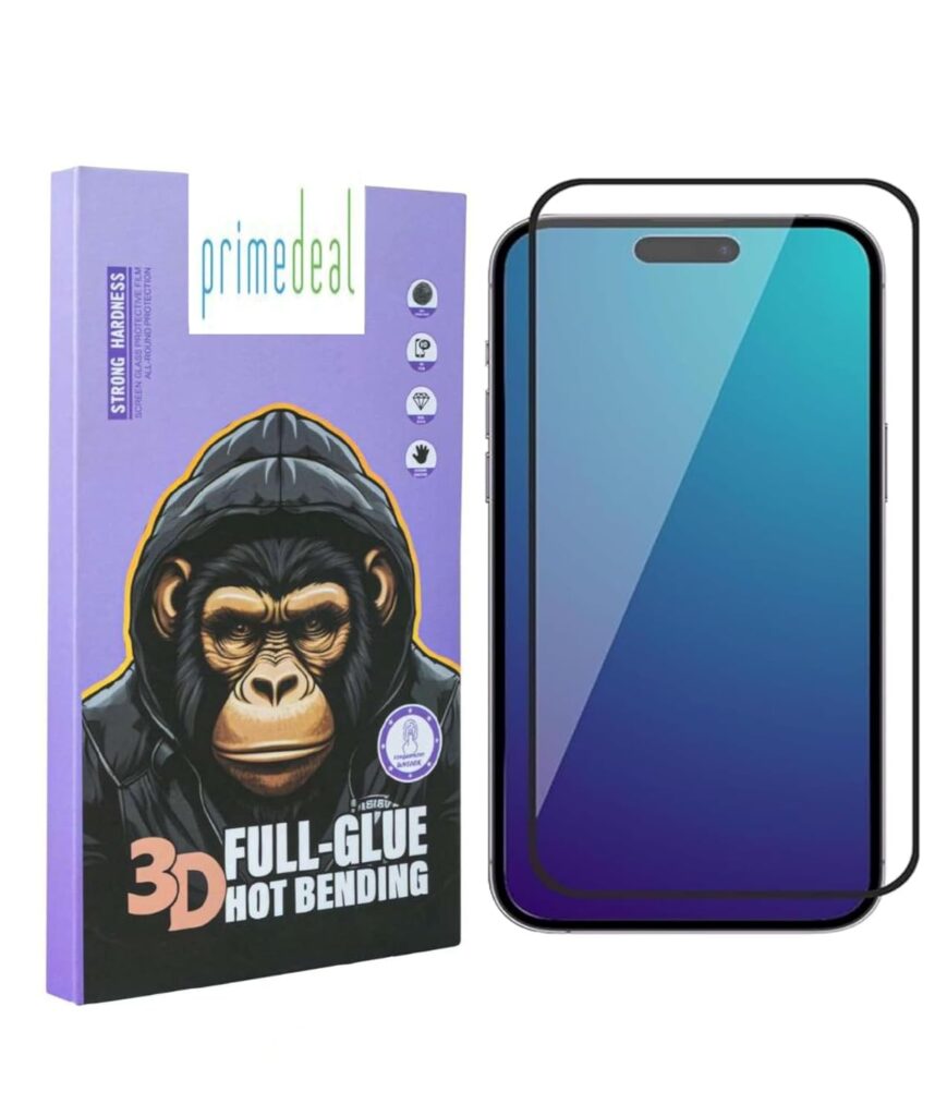Prime deal Military-Grade Gorilla Tempered Glass Compatible For 15 Plus/iPhone 16 Plus (Black) Edge To Edge Coverage With Easy Installation Kit for Smartphone (Iphone 16 Plus/15 Plus)