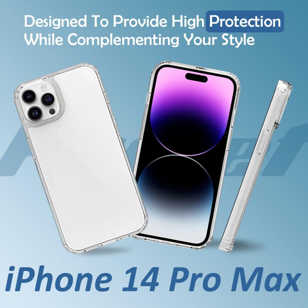 Prolet Cover Compatible with iPhone 14 Pro Max Ultra Hybrid Crystal Clear Transparent Case with Camera and Drop Protection (Silicon Sides and Hard Back)
