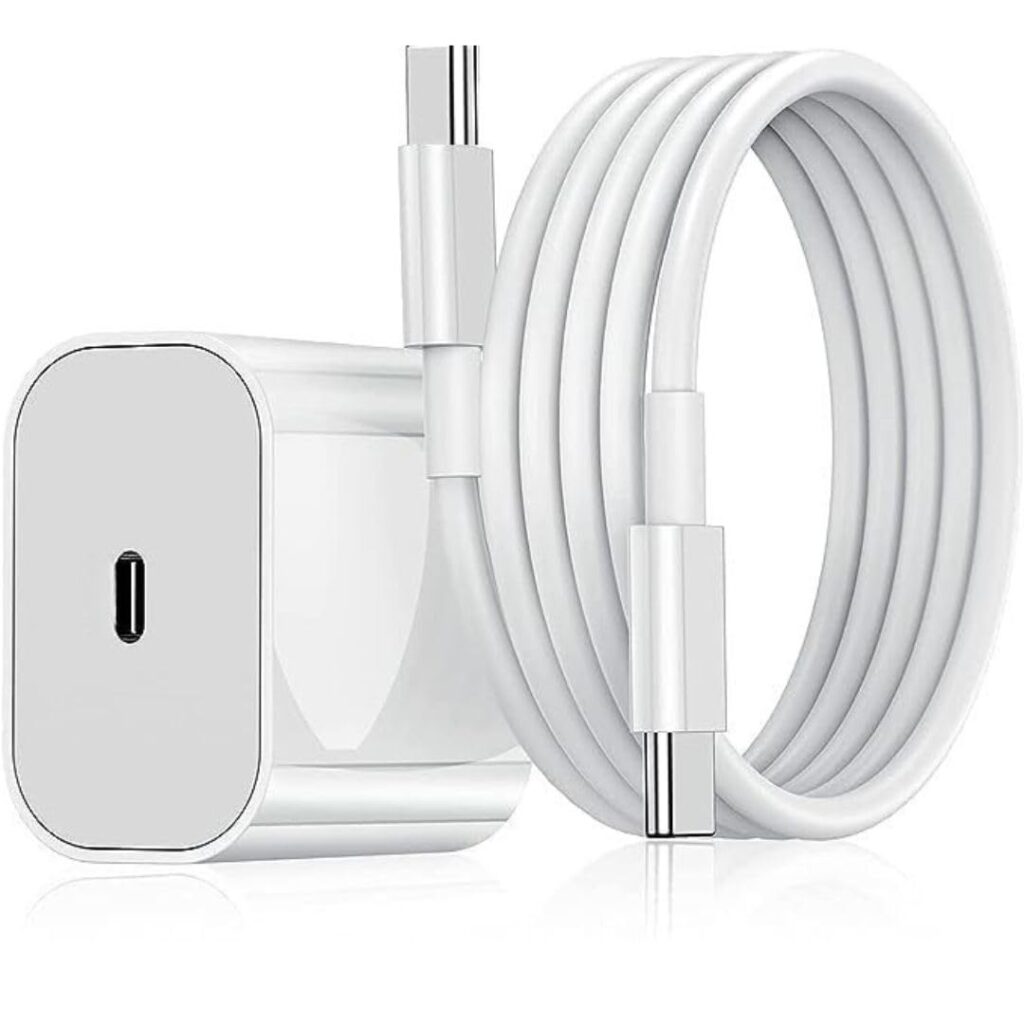 Punnkk iPhone 20W PD Fast Charger Adapter with 1M Type C to C Data Syn. Cable Compatible with iPhone 16/16 Plus/16 Pro/16 Pro Max, 15/15 Plus/15 Pro/15 Pro Max, Laptop & Other C Type Devices, White