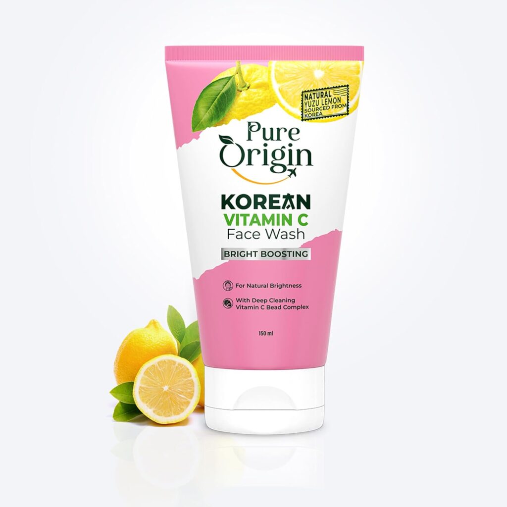 Pure Origin Korean Vitamin C Gel Face Wash | With Microbeads for Deep Cleansing | Removes Oil & Dirt | For Bright & Spotless Glow| Suitable for All Skin Types | 150ml