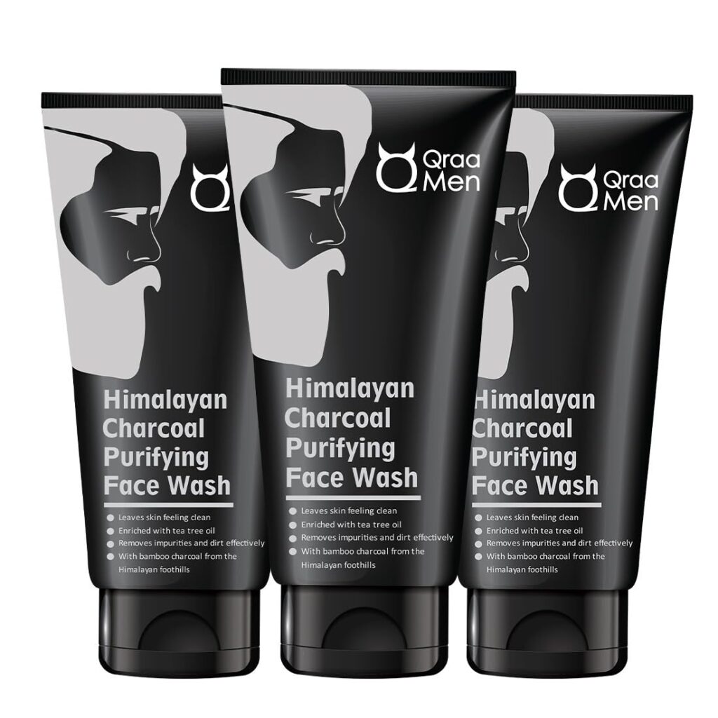 QRAA Men Himalayan Charcoal Purifying Face Wash|Pack of 2 | For Deep Cleansing Of Pores| Removes Dirt, Controls Oil| (100GM X 2)