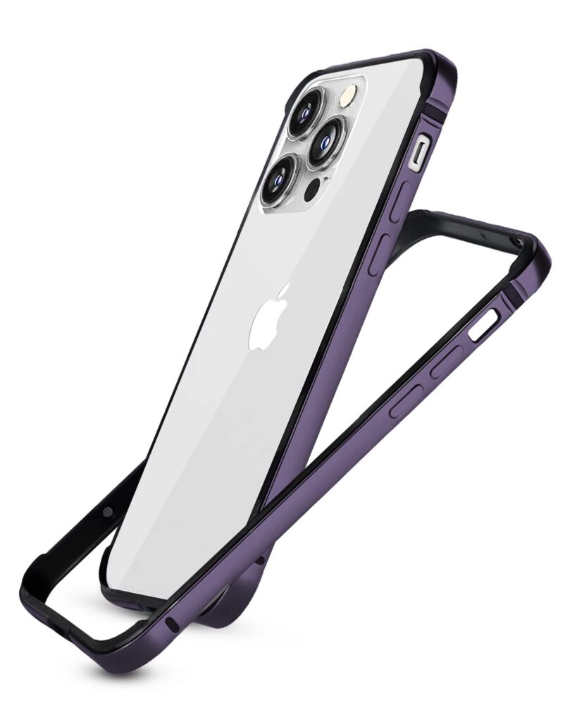 RAEGR Phone Case| Anodized Aluminum Bumper |Supports Mag-Safe Wireless Charging |Edge Armor Protective Minimal Case Compatible with iPhone 14 Pro Max (6.7-Inch) (2022) -Dark Purple RG10456