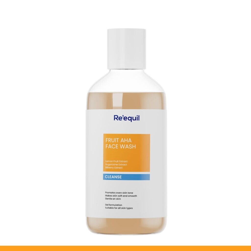 RE' EQUIL Fruit Aha Face Wash | Soap & Sulphate Free Cleanser | For Even & Brighter Skin Tone | Makes Skin Soft And Smooth | Gentle On Skin | All Skin Types | 200 Ml